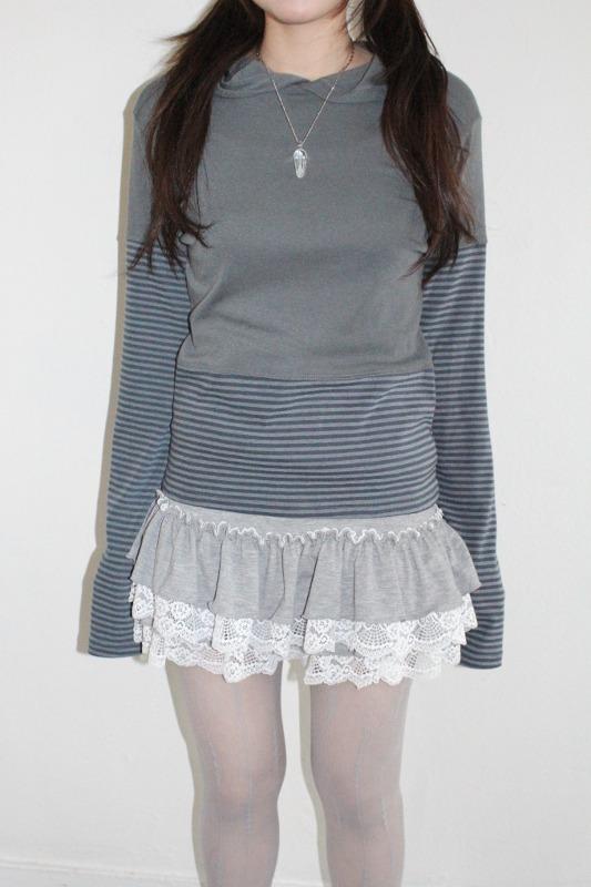 히피디피 tone-on-tone hoody tee (2color)