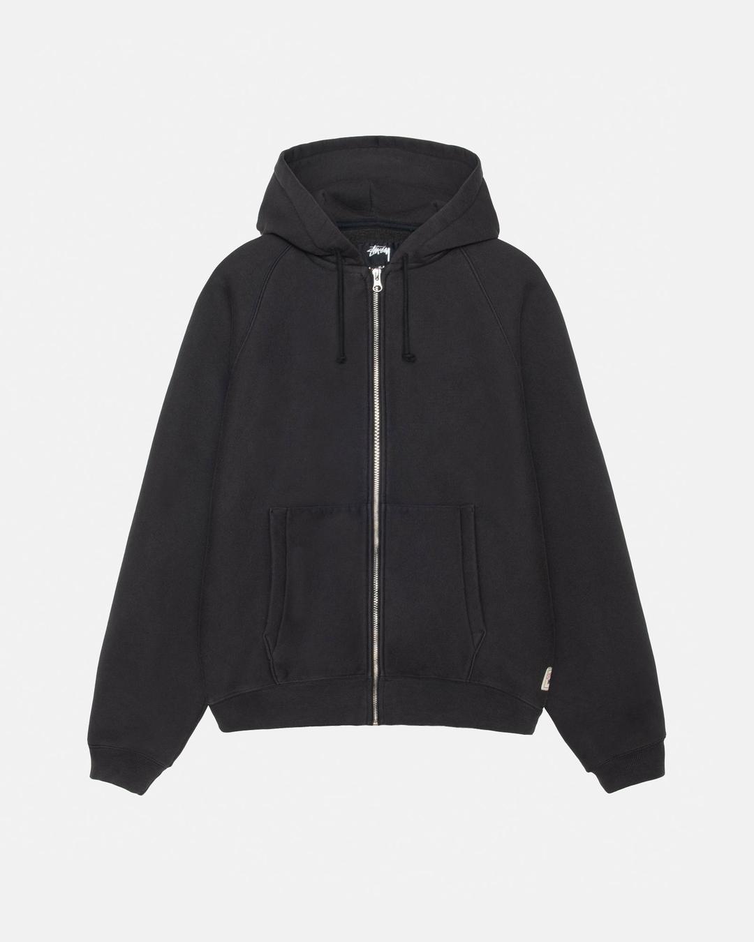 FLEECE RAGLAN ZIP HOODIE - Washed Black / S
