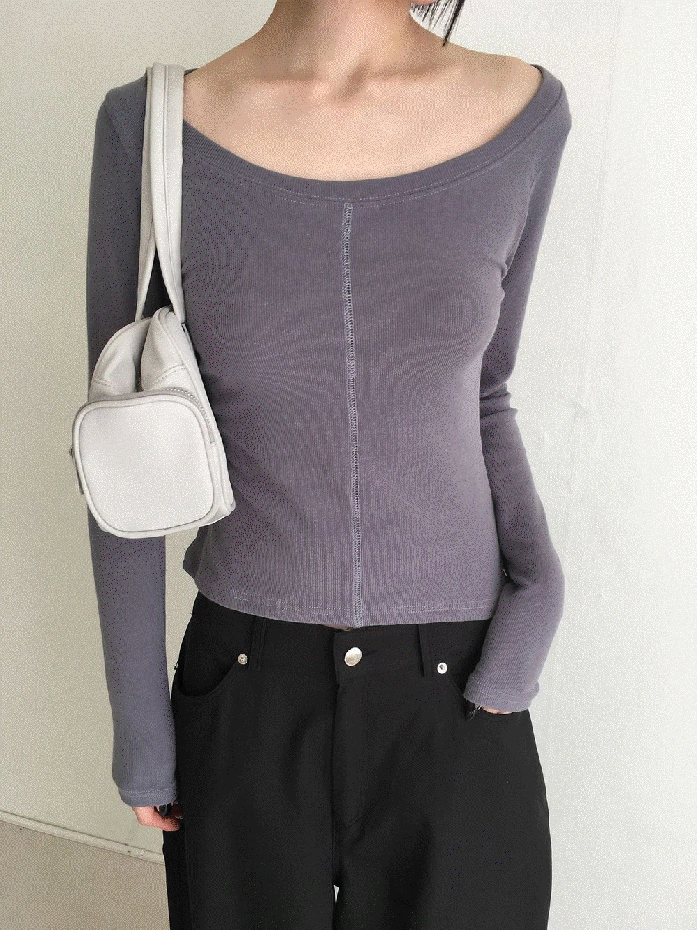 라인 절개 티셔츠 (4colors)