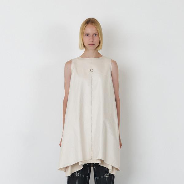 SIGNATURE RAW CUT EYELET COATED MIDI DRESS (IVORY)