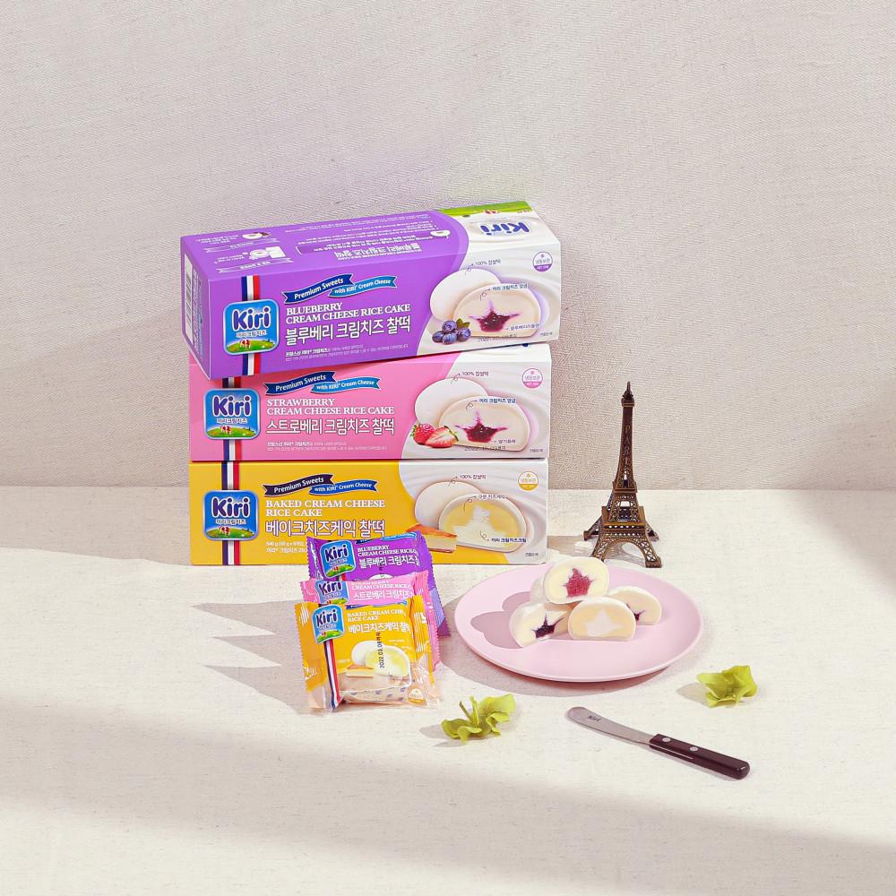 끼리 크림치즈 찰떡 9입(베이크치즈케익, 스트로베리, 블루베리) 3종 택1 / 박스포장 찹쌀떡 아이스찰떡 모찌