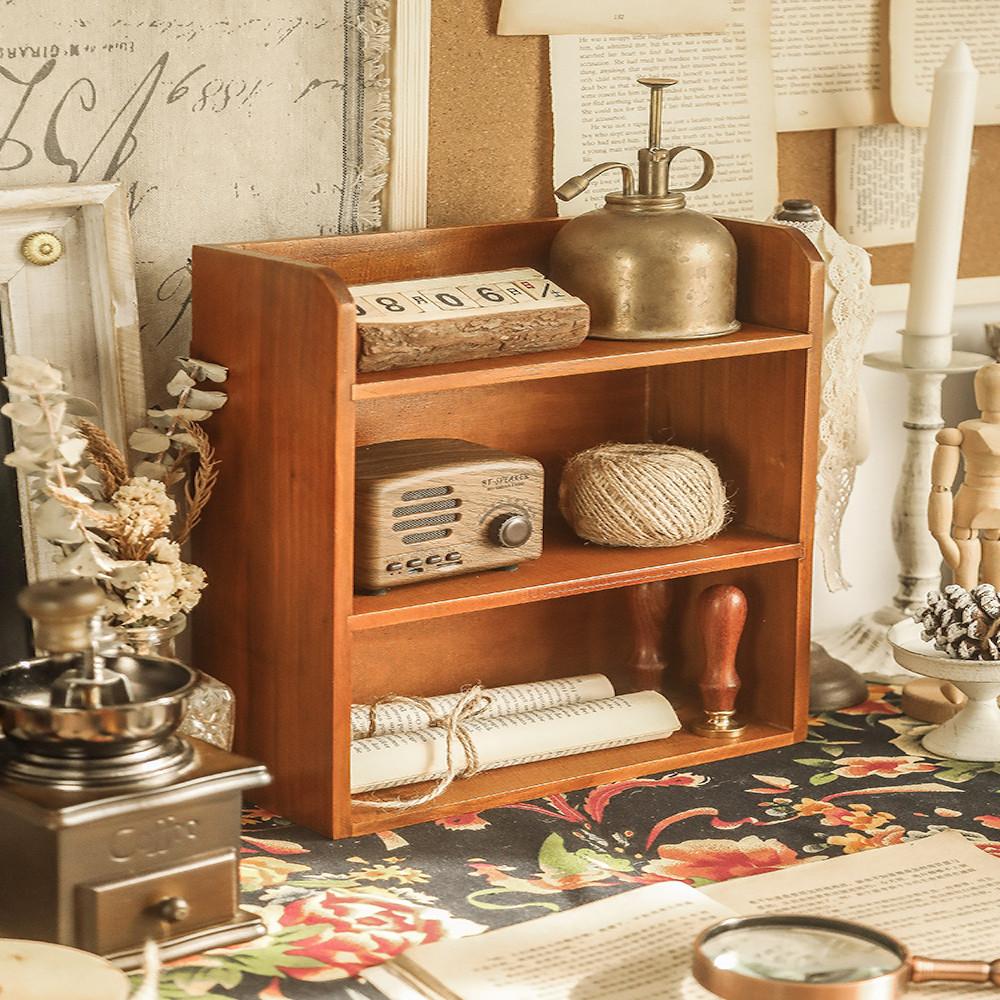 빈티지 우드 원목 미니 선반 식탁 나무 식탁위수납 오픈형 3단 2.5단 25cm