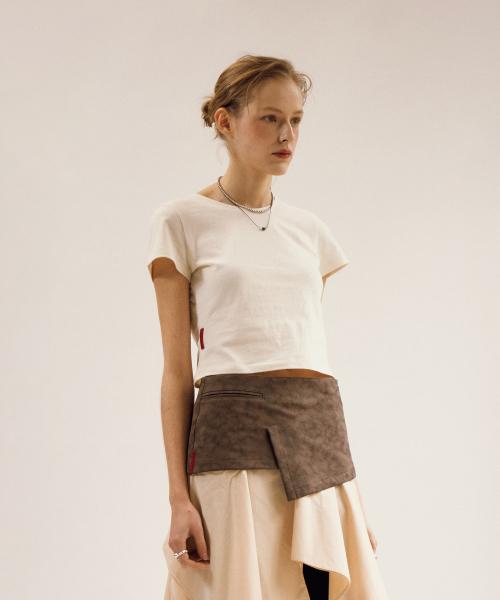 마이셀프 숏 슬리브 탑 (아이보리)