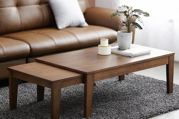 제니 슬라이딩 확장형 원목 소파 좌식 거실테이블 책상