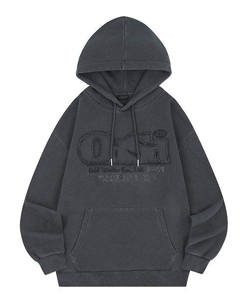 ODSD 피그먼트 데미지 오버핏 후드 - CHARCOAL
