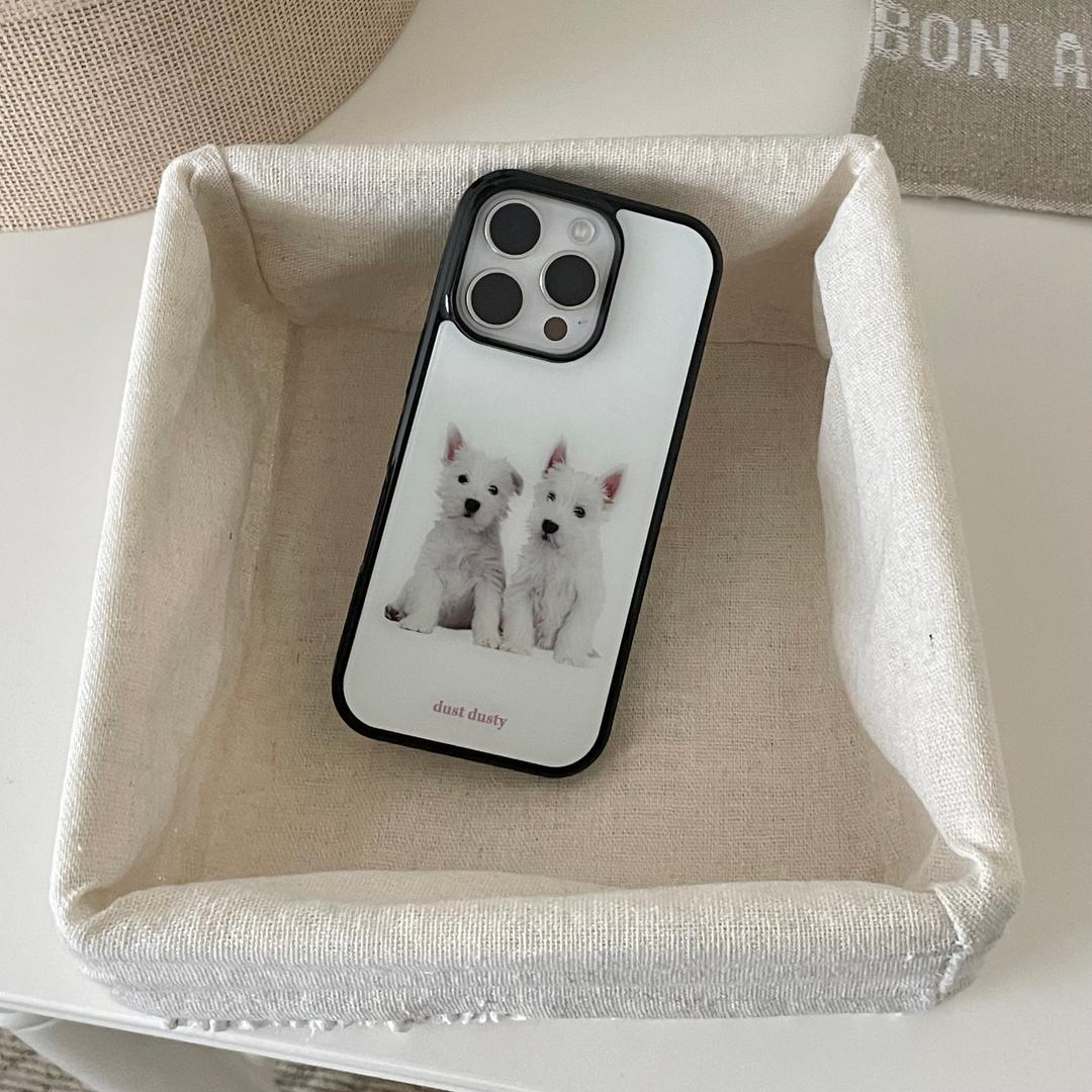 two puppies glass bumper case
