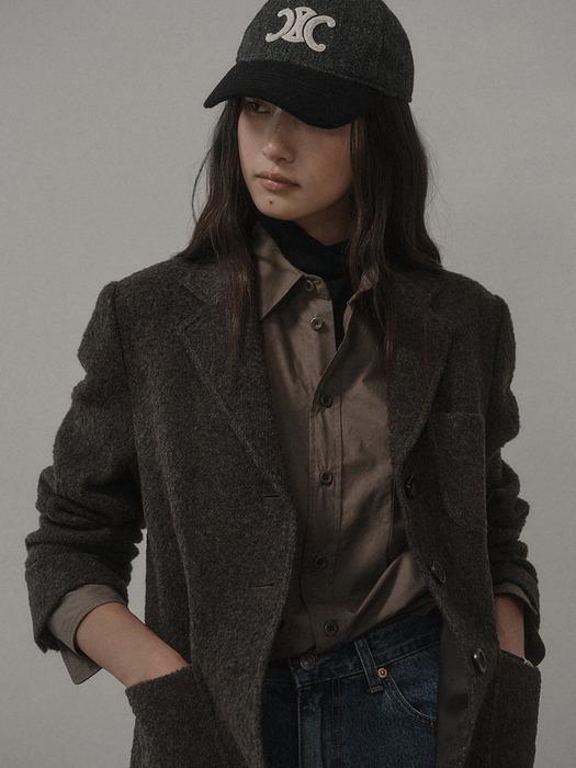 NOISETTE WOOL SINGLE JACKET_DARK BROWN