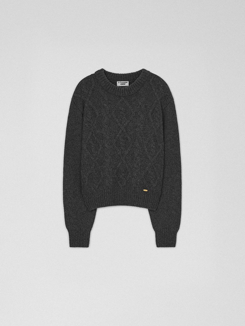 알파카 울 블랜디드 풀오버 차콜