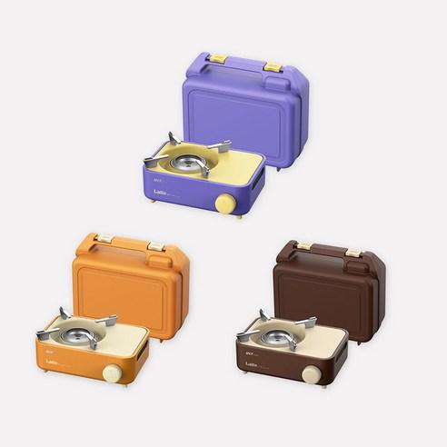 맥스 라떼 스토브 미니 가스렌지 내염식 가정용 캠핑용 휴대용 버너 부루스타, 탠저린, 1개