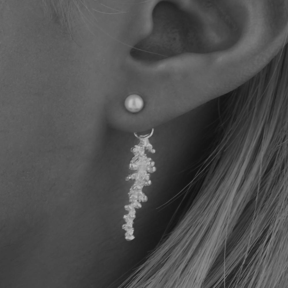 SYLK 실크 화이트 진주 열매 실버 귀걸이