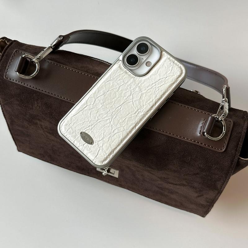 로이로이 17출시🤍MADE🤍 초강력 맥세이프 실버 크랙레더 폰케이스 [아이폰 17 16 15 14 13 미니 프로 갤럭시 S 25 24 23 플러스 엣지 플립]