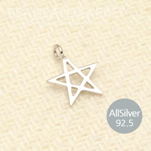 S143 실버팬던트 투각별 [9x11] [1개] 은92.5% 라인별,목걸이,귀걸이,반지,발찌,은팬던트