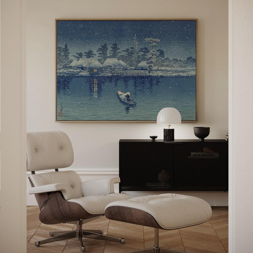 눈 내리는 강가의 밤