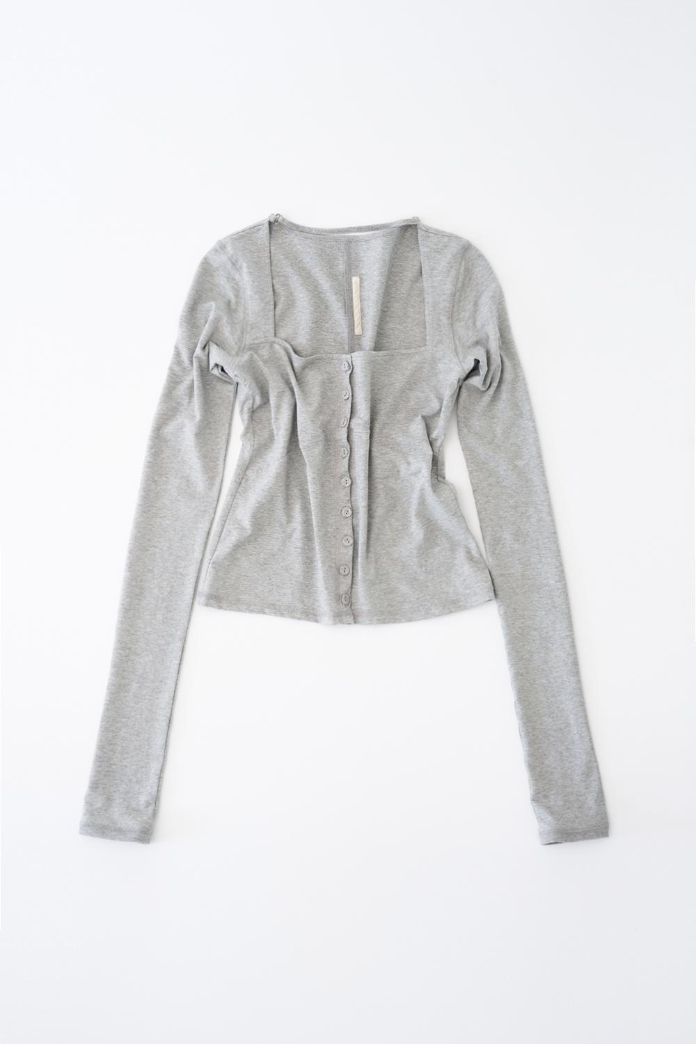 {3/20 출고} Strap solid cardigan (Melange grey)