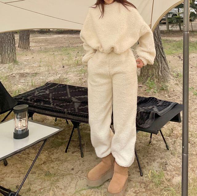 [엄청따듯함/교복템] 울 양털 뽀글이 스트링 맨투맨 조거팬츠 투피스 세트 셋업