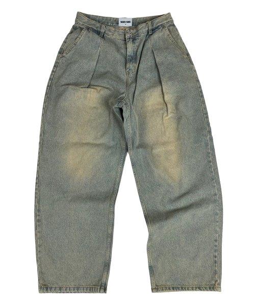 Sand Beige Dyeing Wide Denim Pants beige blue