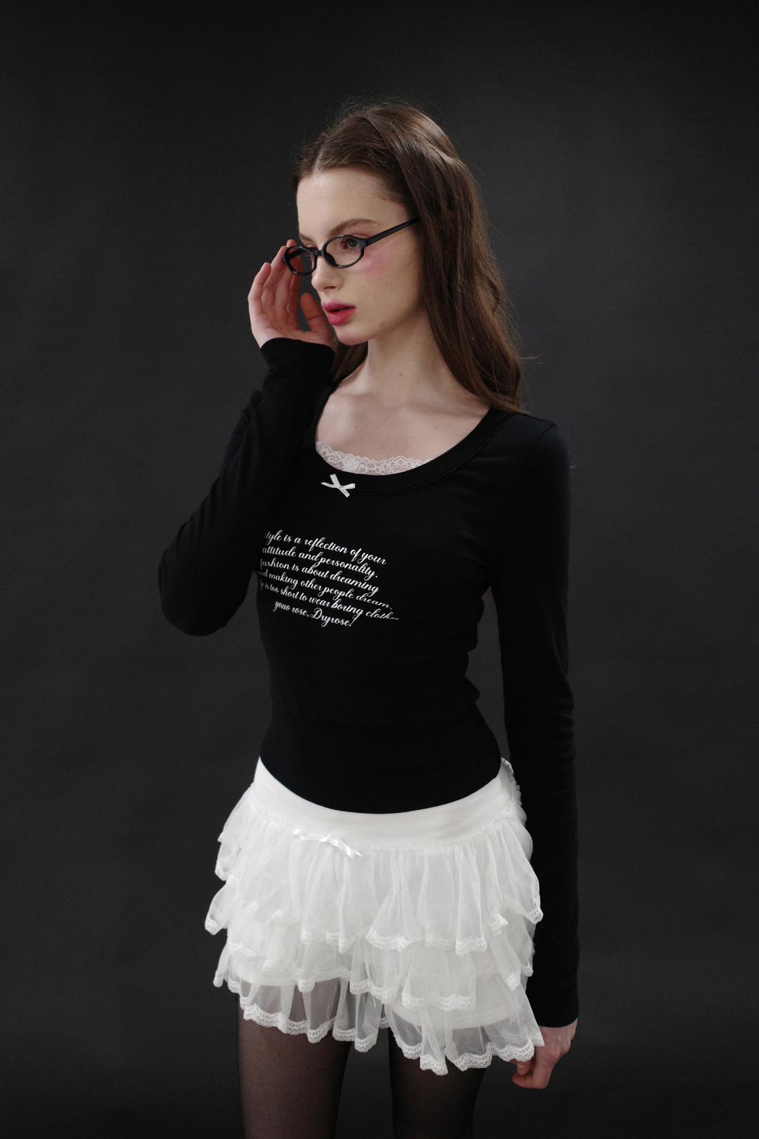 LETTERING RIBBON TOP (BLACK)