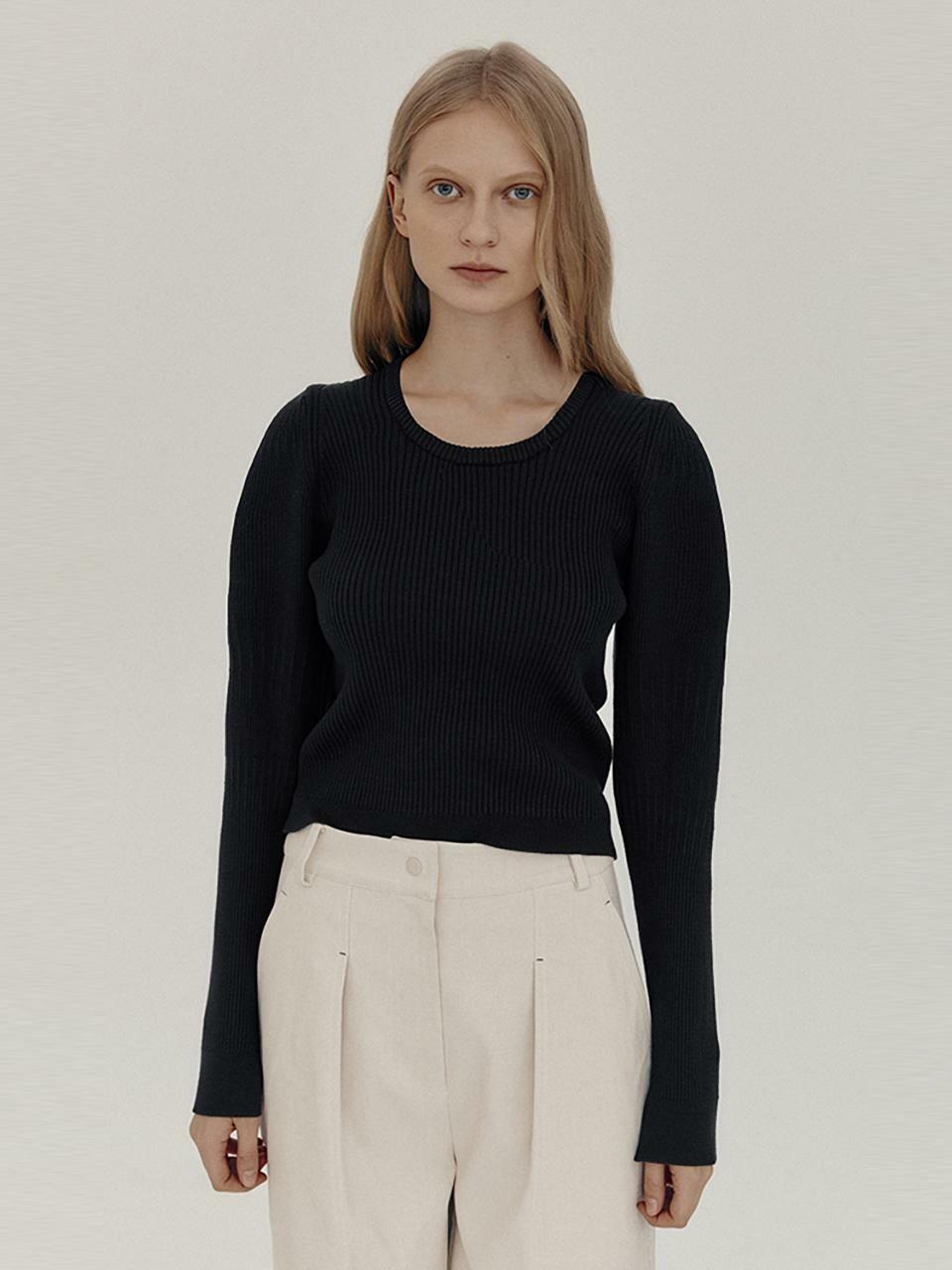 VOLUME SLEEVE KNIT_NAVY