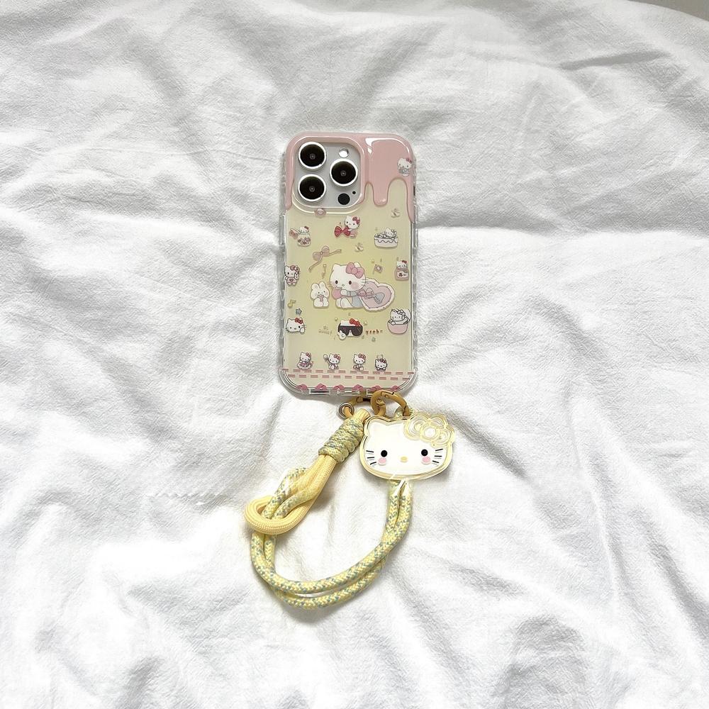핑크 옐로우 키티 아이폰 17 프로 맥스 스트랩 케이스