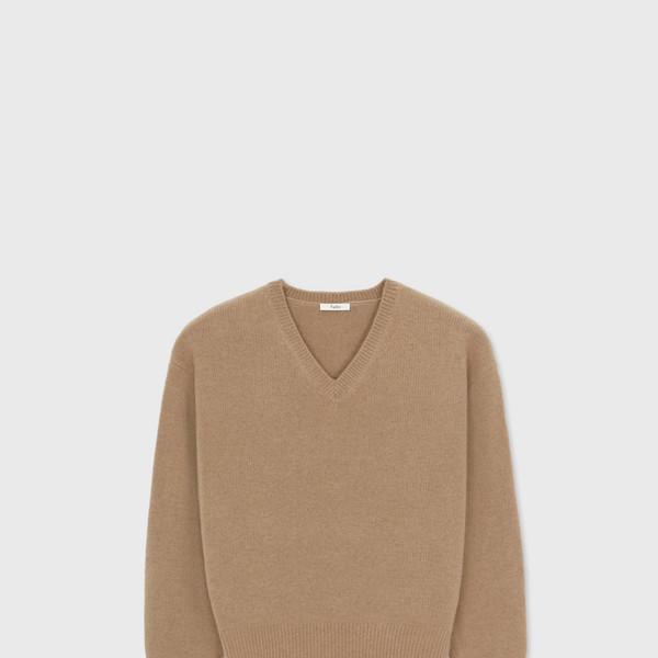 PARMA WOOL TL CLASSIC V-NECK SWEATER CAMEL