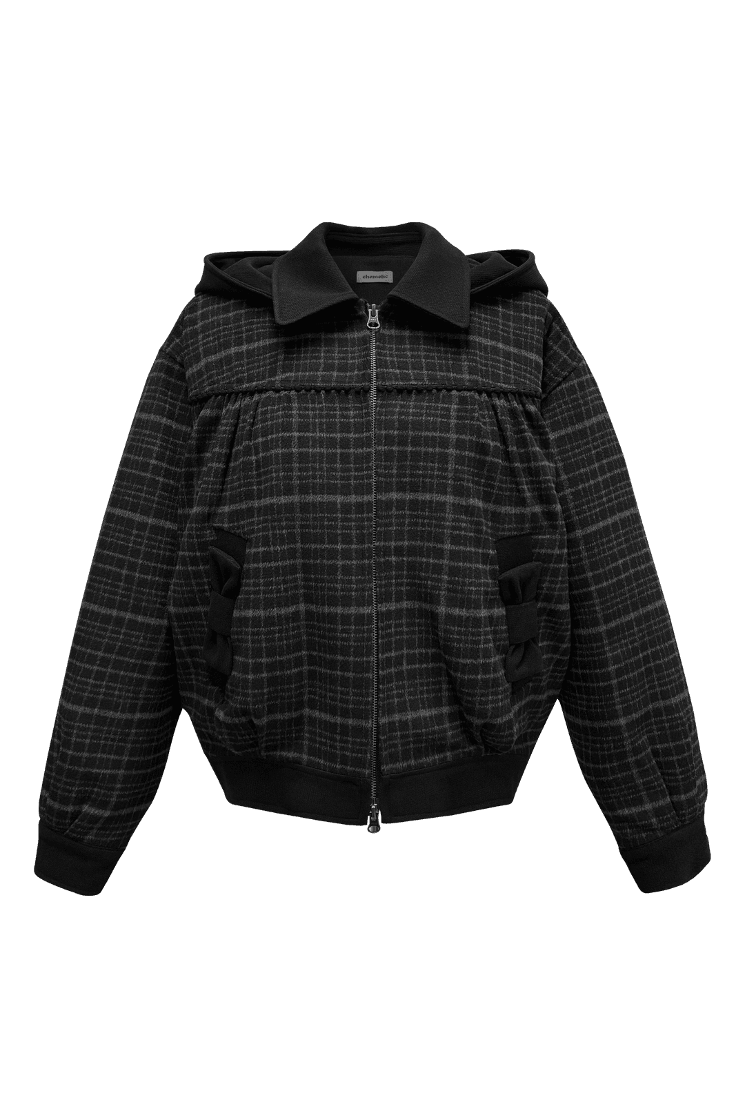 BLANK HOOD JACKET (BLACK CHECK)