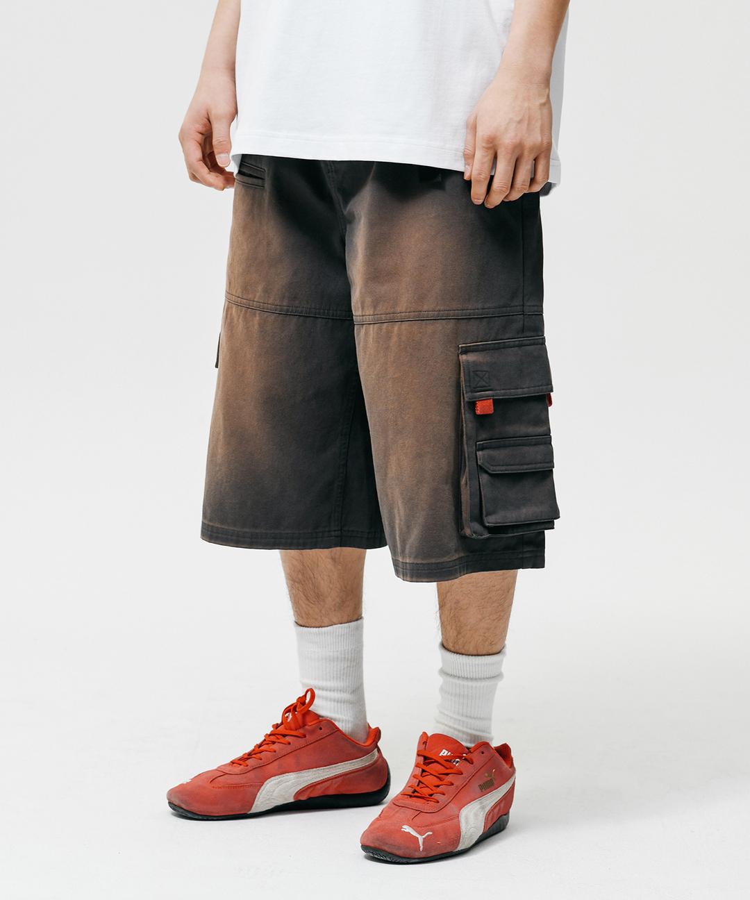 PHYPS® BELTED CARGO SHORT DYING CHARCOAL
