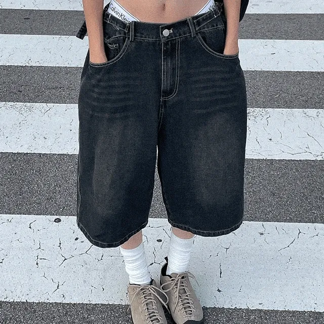 [내허리에맞게👀] 비죠 버클 빈티지 데님 버뮤다 팬츠 -2color