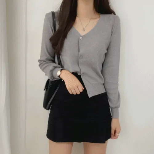 (전색상당일발송)소프트 기본 긴팔 니트 크롭 브이넥 가디건 5color