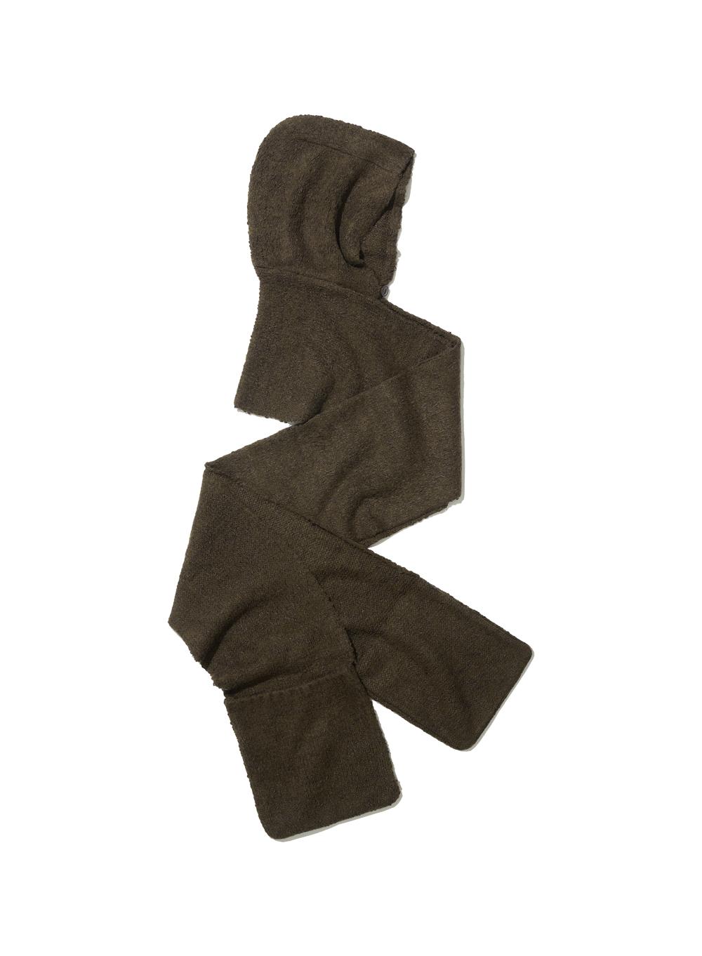 [WOMEN] HOODED POCKET KNIT MUFFLER_BROWN
