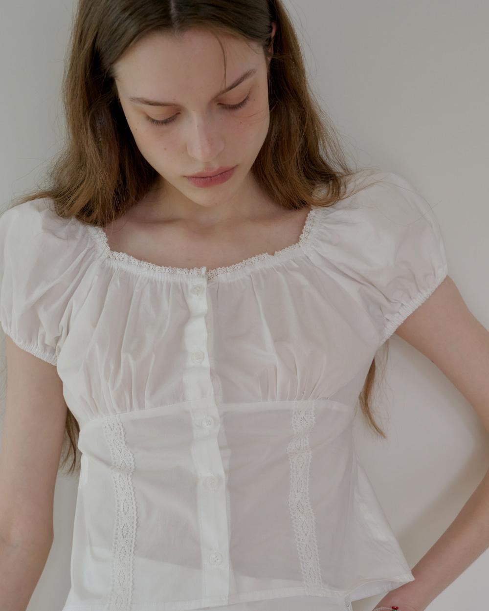 Lace Ruffle Half Sleeves Blouse