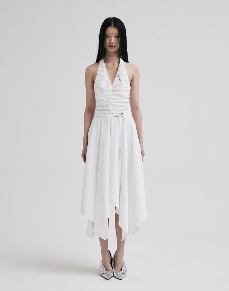 BELTED HALTER DRESS_WHITE