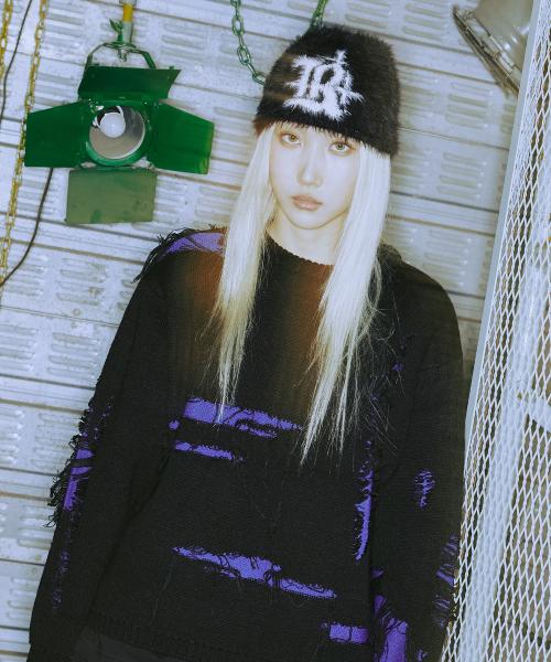 러프 데미지 니트_블랙