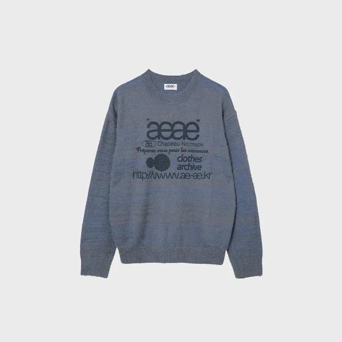 WEB LOGO HAIRY KNIT [SMOKY BLUE]
