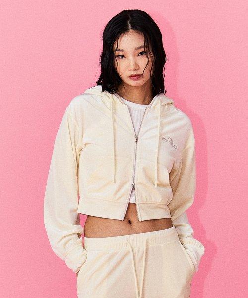 [오디너리 X 헬로키티] 벨벳 후디 집업 [IVORY]