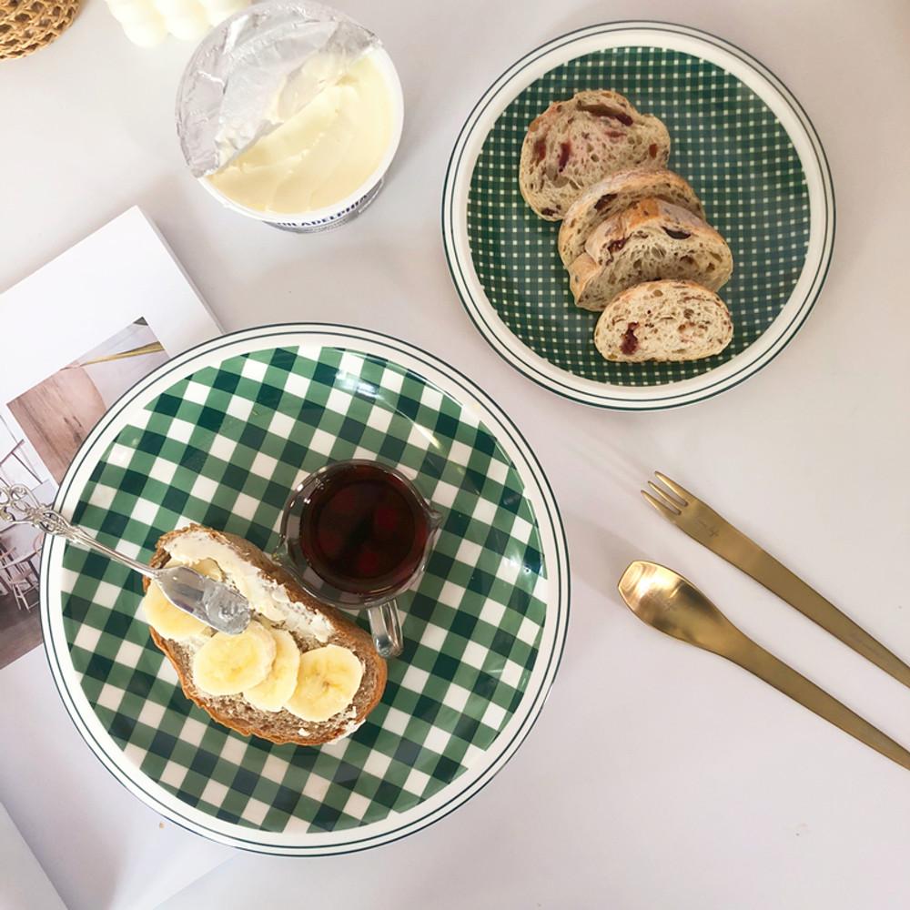 플리즈제이 스트라이프접시 레트로 도트 체크 플레이트