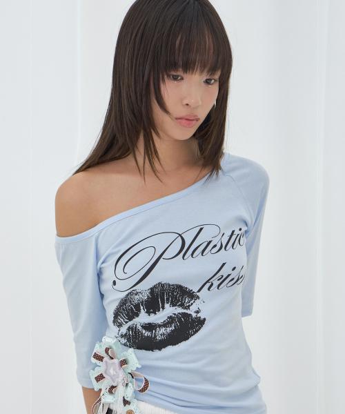 플라스틱 키스 원숄더 탑 (SKY BLUE) F26QB051