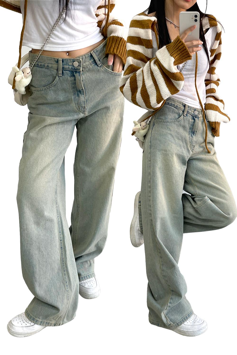 beige sand washing denim pants