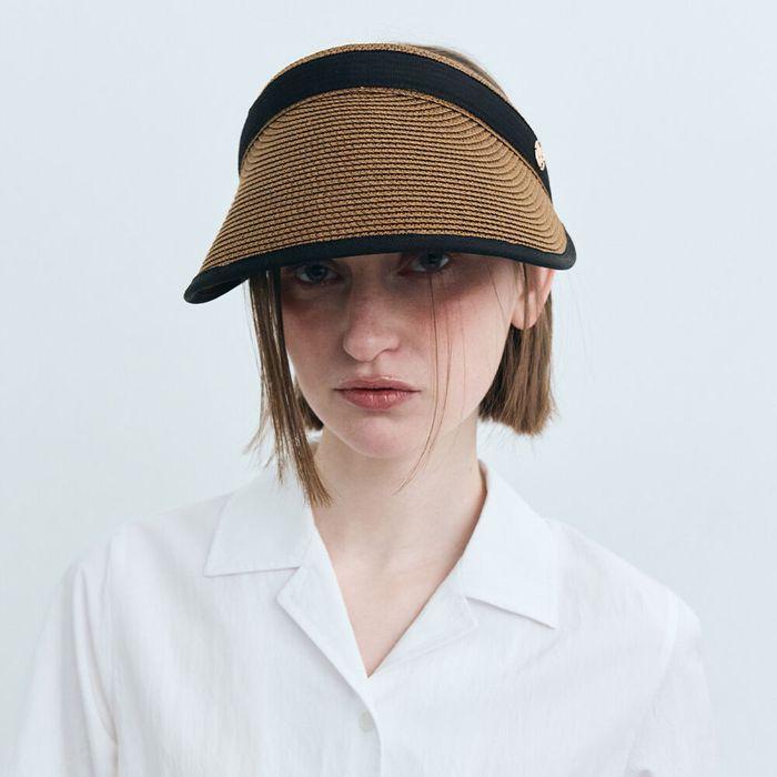CIRCLE LOGO RAFFIA SUN VISOR brown