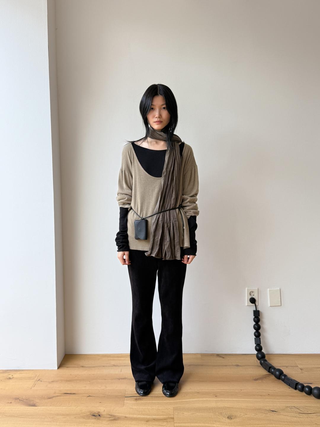 Velvet band pants (black)