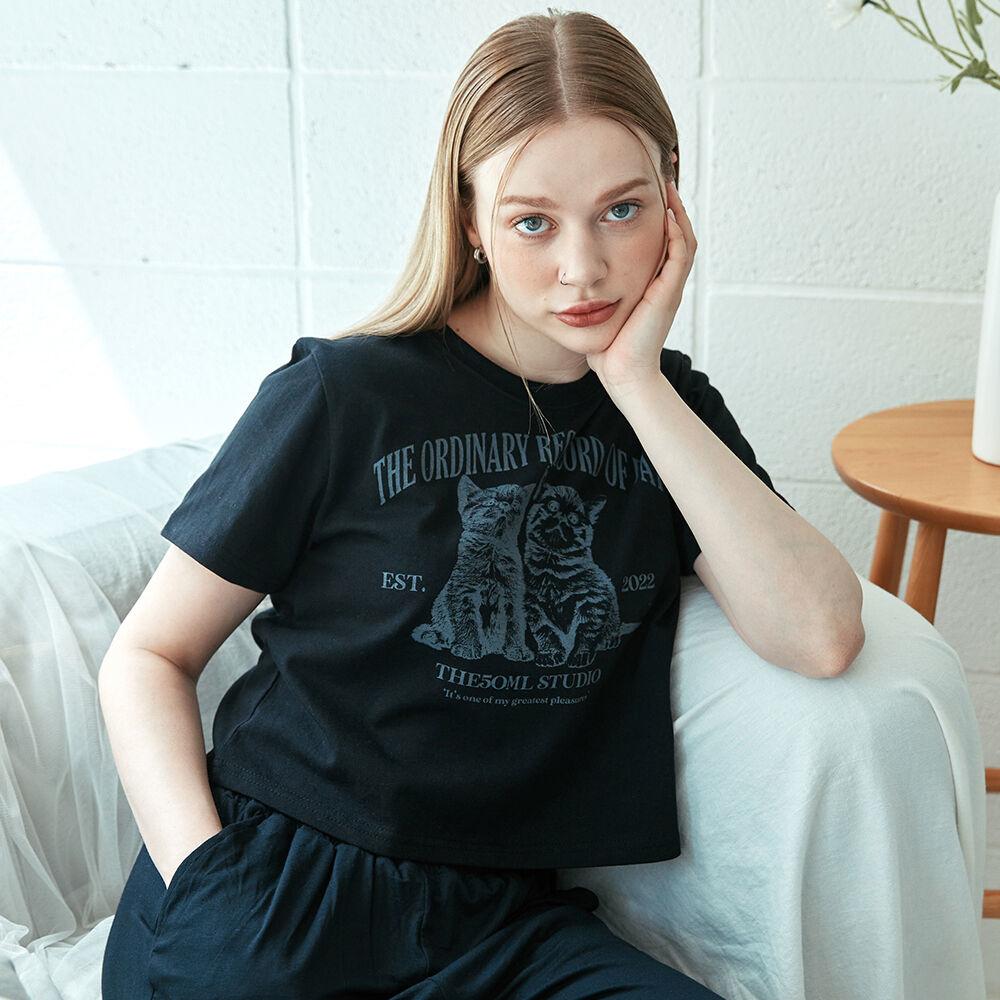 투키튼 크롭 반팔 티셔츠 (블랙)