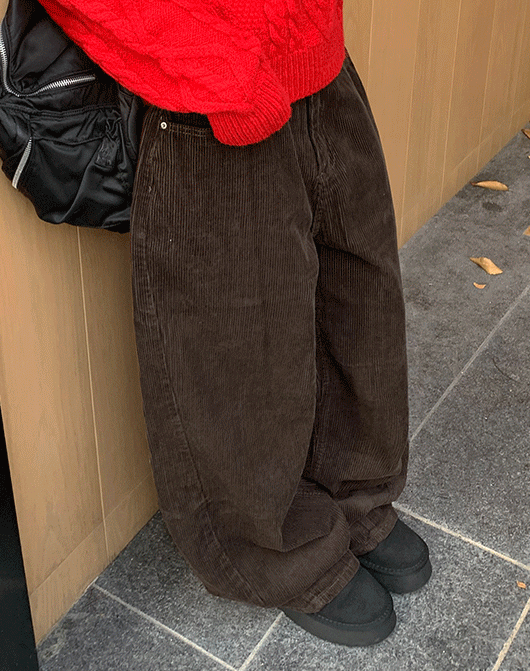 바온 시튜 핀턱 와이드 코듀로이 팬츠 (4color)