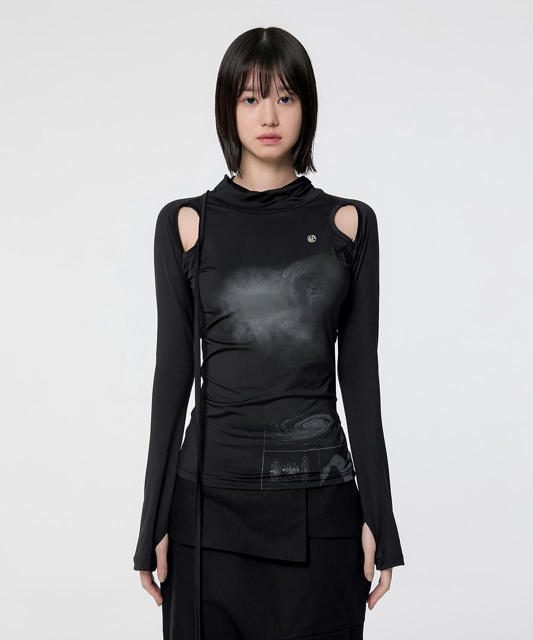 Cut-out Turtleneck Long Sleeve (FL-112_Black)