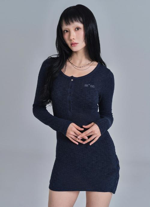 애즈온(ASON)  LIBBED COMBI MINI DRESS / BLUE-GREEN - 사이즈 & 후기 | 무신사
