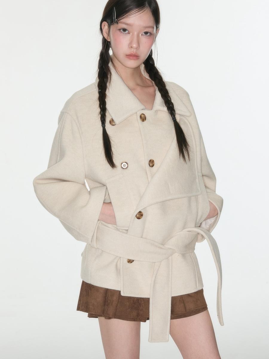 LUAMOSS Maison Wool Blend Double Wear Collar Coat