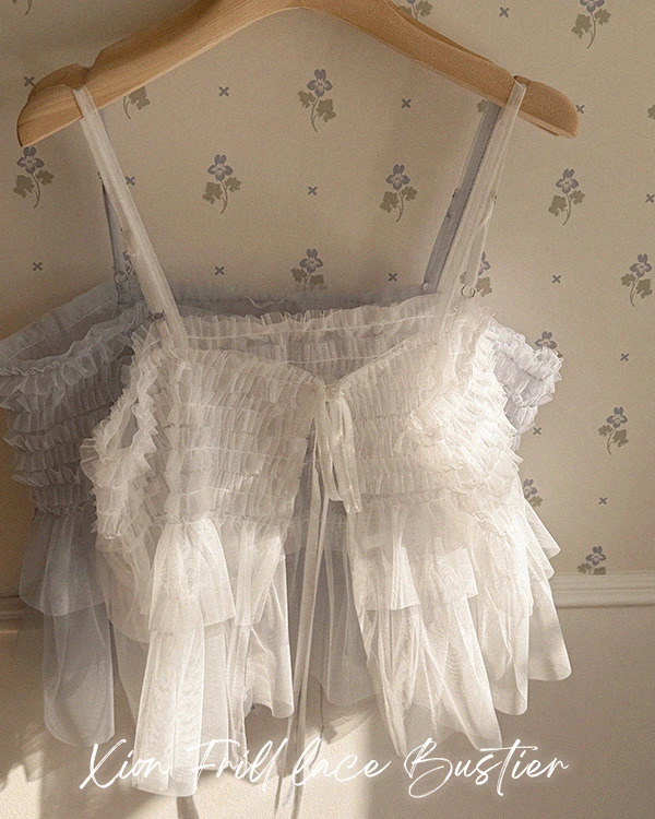 [무배][끈조절O]시온 프릴 레이스 뷔스티에