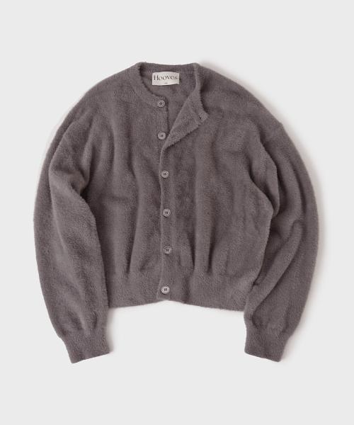 헤어리 라운드 크롭 가디건 [퍼플그레이]