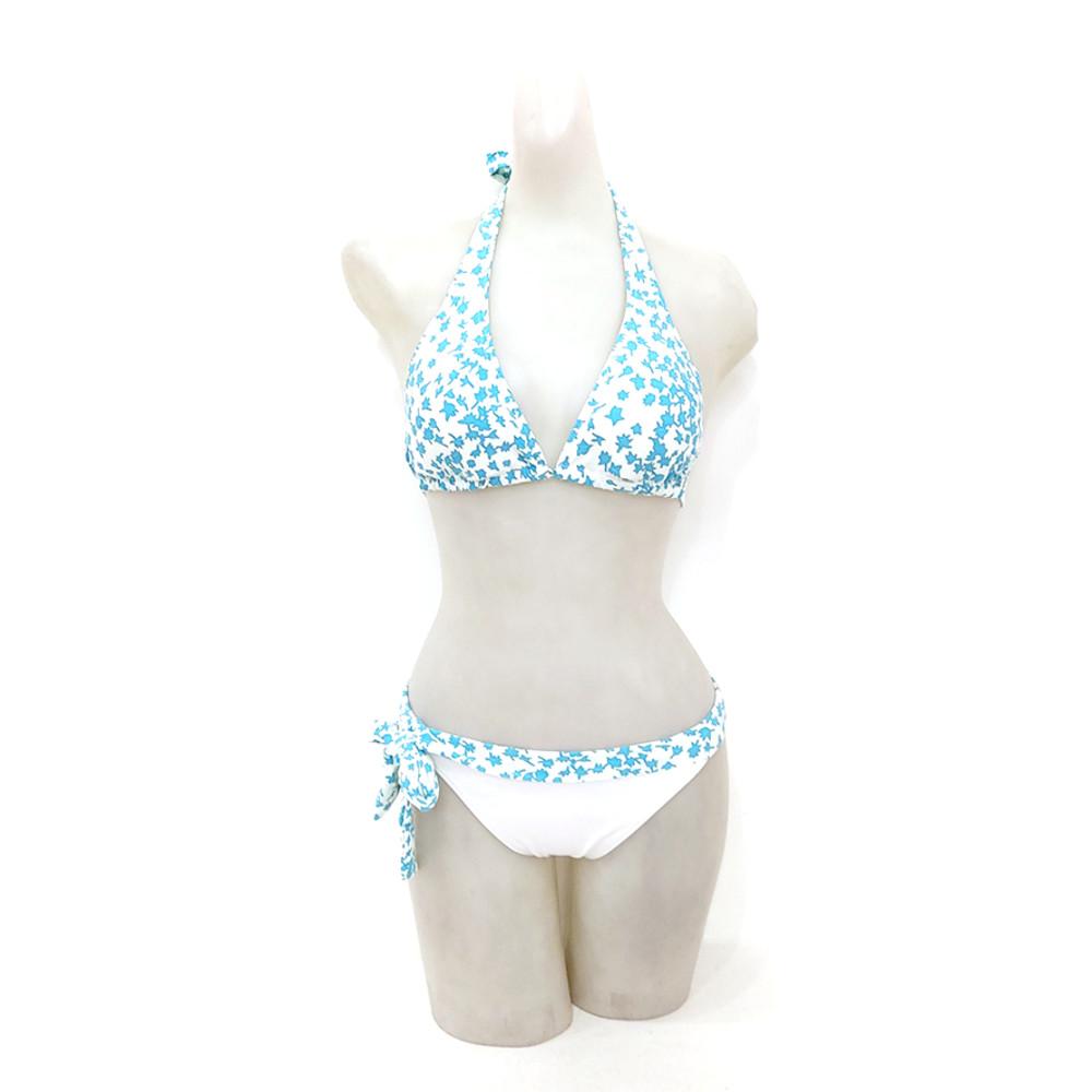 아싸마켓 , 블루화이트비키니,리본홀터넥수영복,23632