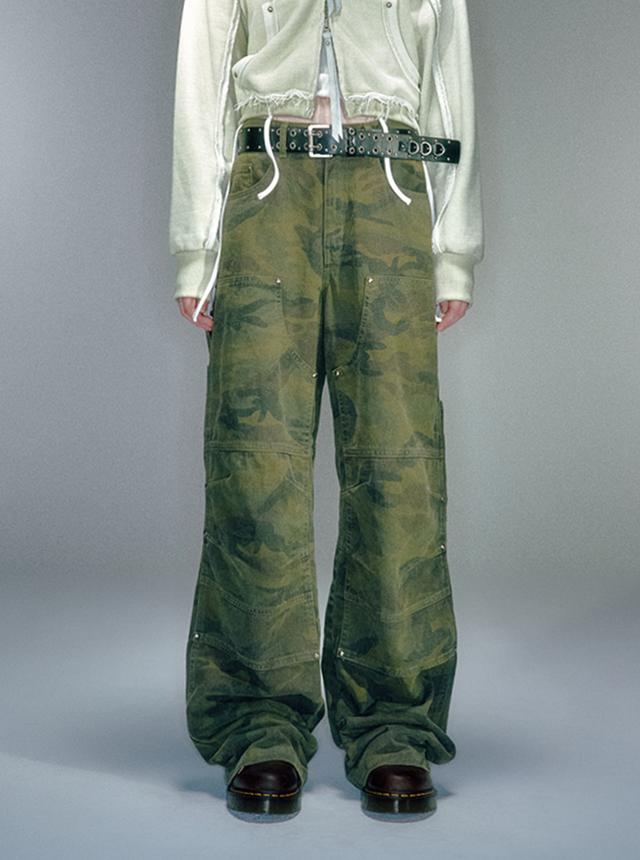 韓国　AAKAM 98 Knee Cargo Pants 아캄(AAKAM) 98 Knee Pin-Tuck Contrast Cargo Pants (Beige