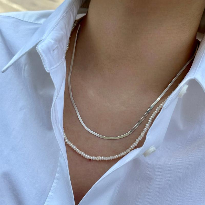 Bs-399 925실버 스네이크 레이어드 목걸이