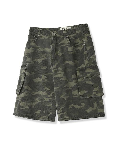 Wide Cargo Half Denim Pants CAMO